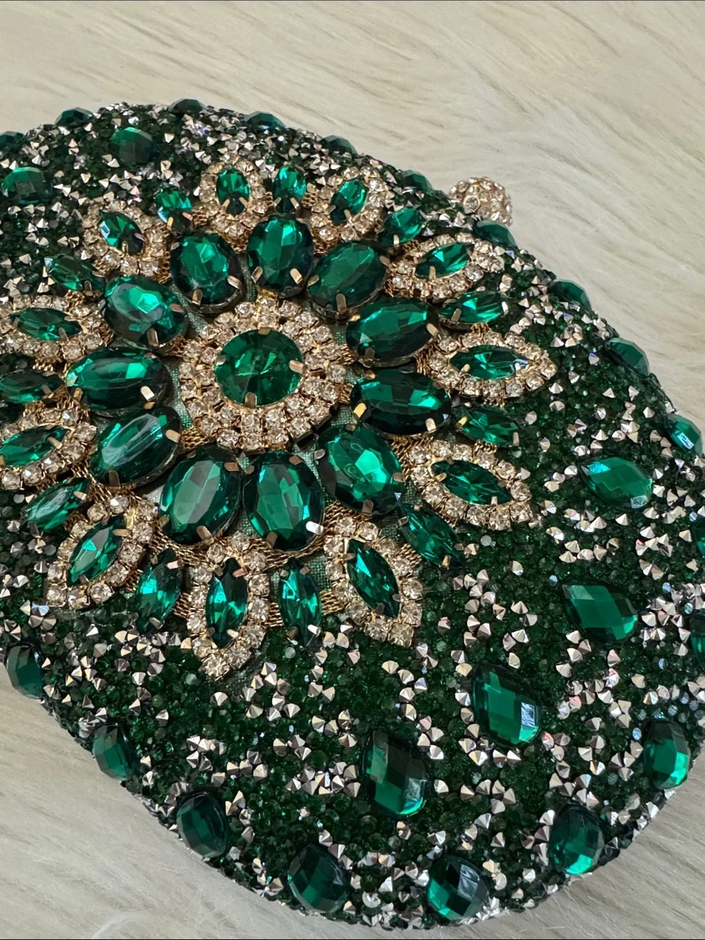 RAMLA Embellished Emerald Crystal Evening Clutch Crossbody Hand Bag